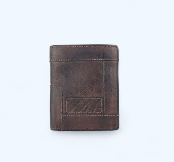 Men's Arco Washed Leather Wallet in Dark Brown