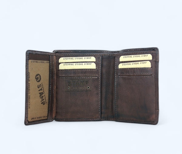Men's Arco Washed Leather Wallet in Dark Brown