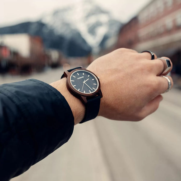Black Sandalwood Watch with Real Portuguese Black Cork Wristband