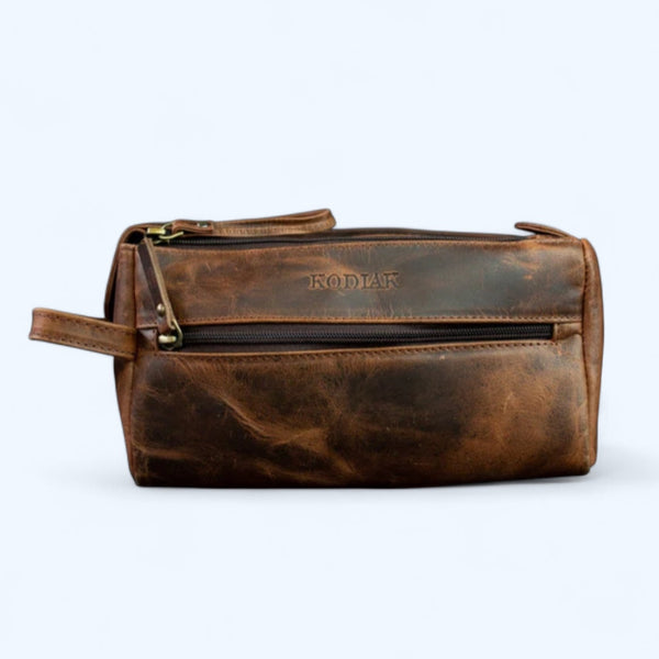 Leather Toiletry Bag Antique Brown