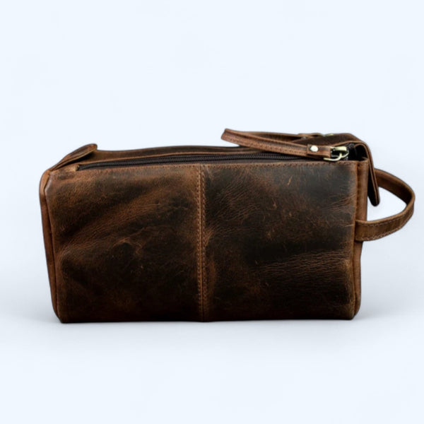 Leather Toiletry Bag Antique Brown