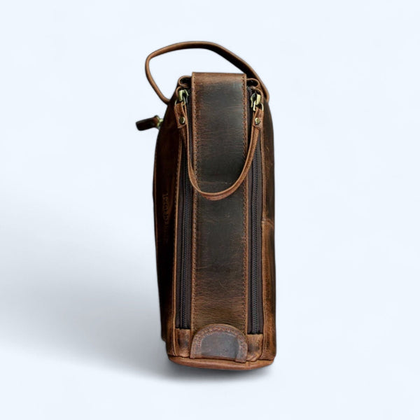 Leather Toiletry Bag Antique Brown