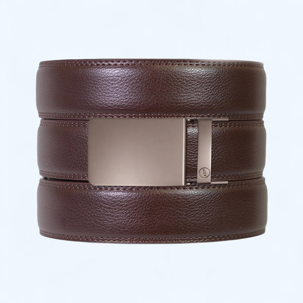 Espresso Leather Ratchet Belt & Buckle Set