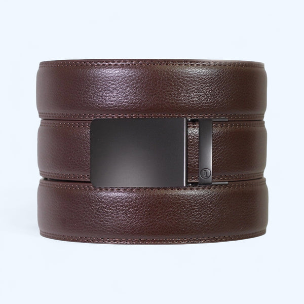 Espresso Leather Ratchet Belt & Buckle Set