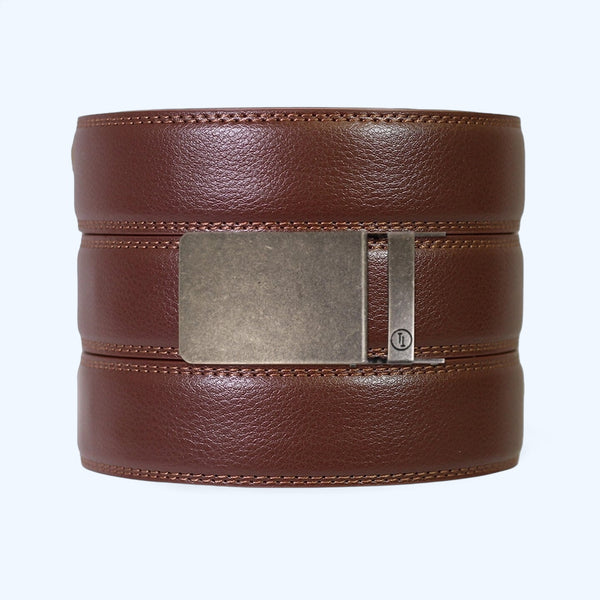 Chestnut Leather Ratchet Belt & Buckle Set