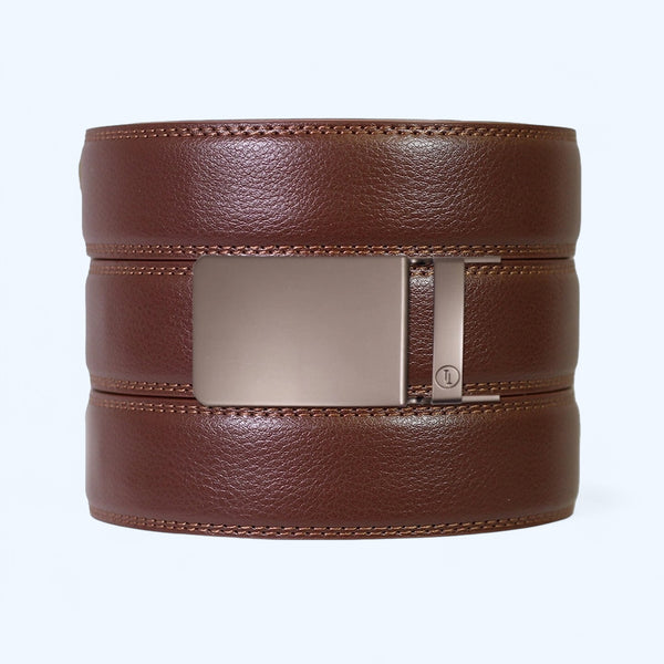 Chestnut Leather Ratchet Belt & Buckle Set