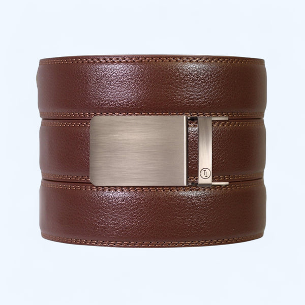 Chestnut Leather Ratchet Belt & Buckle Set