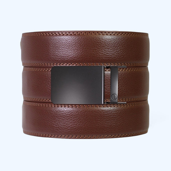 Chestnut Leather Ratchet Belt & Buckle Set