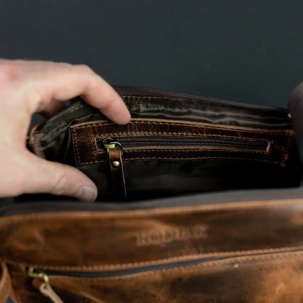 Leather Toiletry Bag Antique Brown