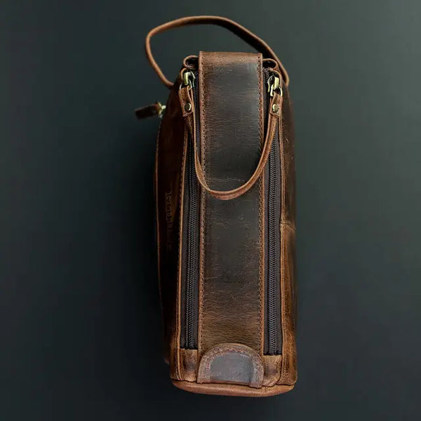 Leather Toiletry Bag Antique Brown