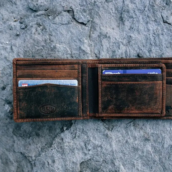 Large RFID Bifold Leather Wallet