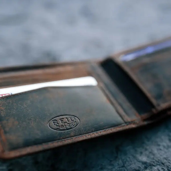 Large RFID Bifold Leather Wallet