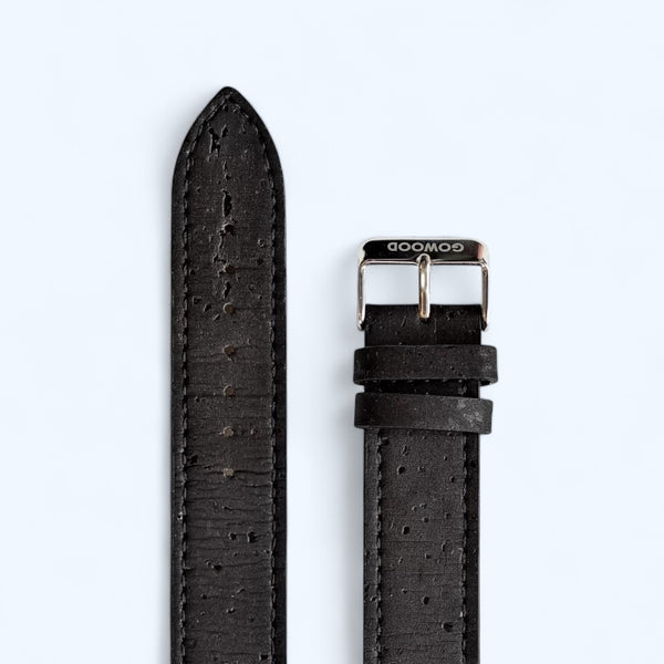 Black Sandalwood Watch with Real Portuguese Black Cork Wristband