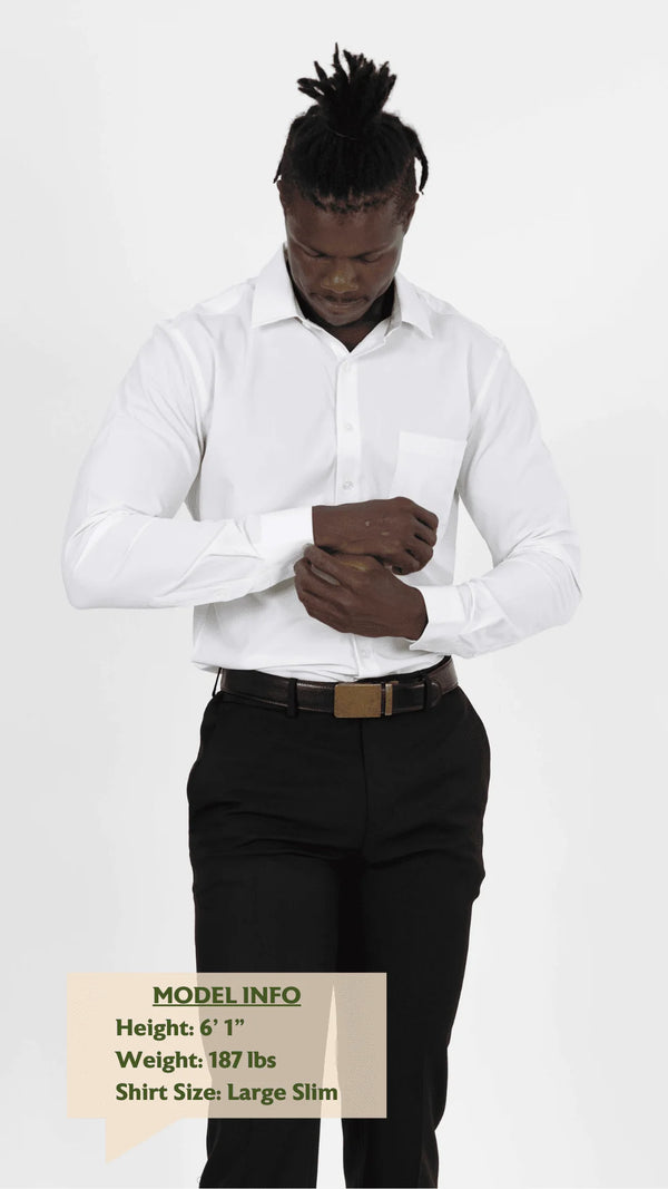 White Hustle Dress Shirt - Long Sleeve