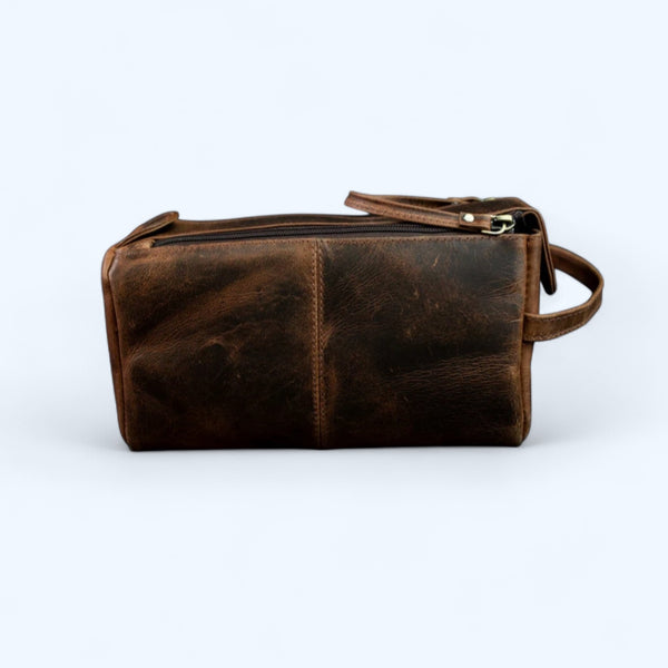 Kodiak Leather- Leather Toiletry Bag Antique Brown