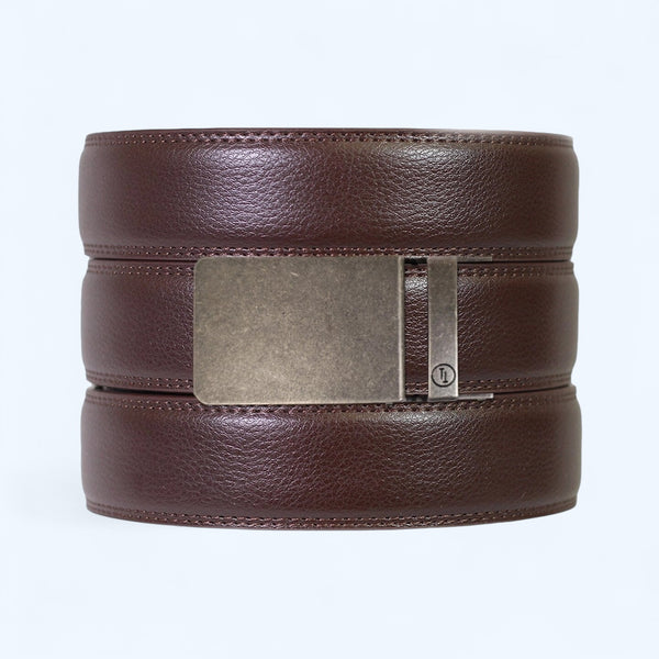 Tough Apparel- Espresso Leather Ratchet Belt & Buckle Set