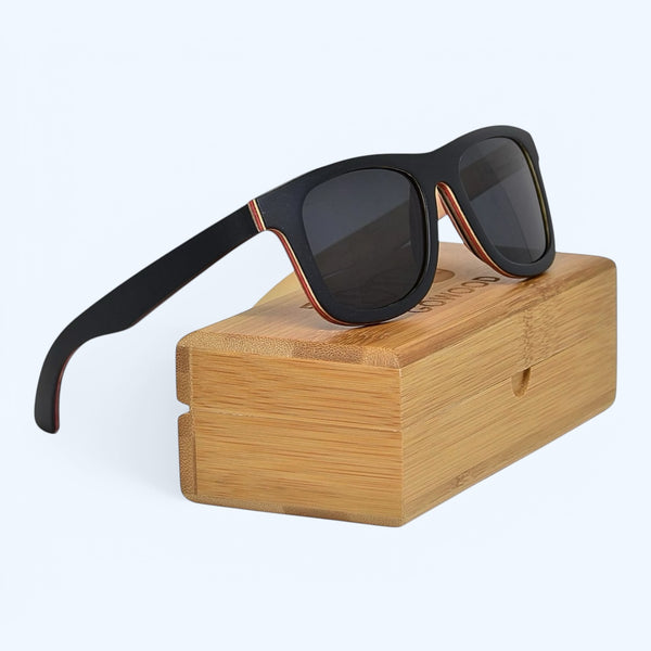 GOWOOD- Canadian Black Maple Sunglasses with Black Polarized Lenses