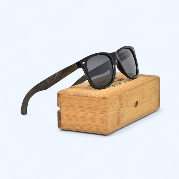 GOWOOD- Ebony Wood Sunglasses with Black Polarized Lenses